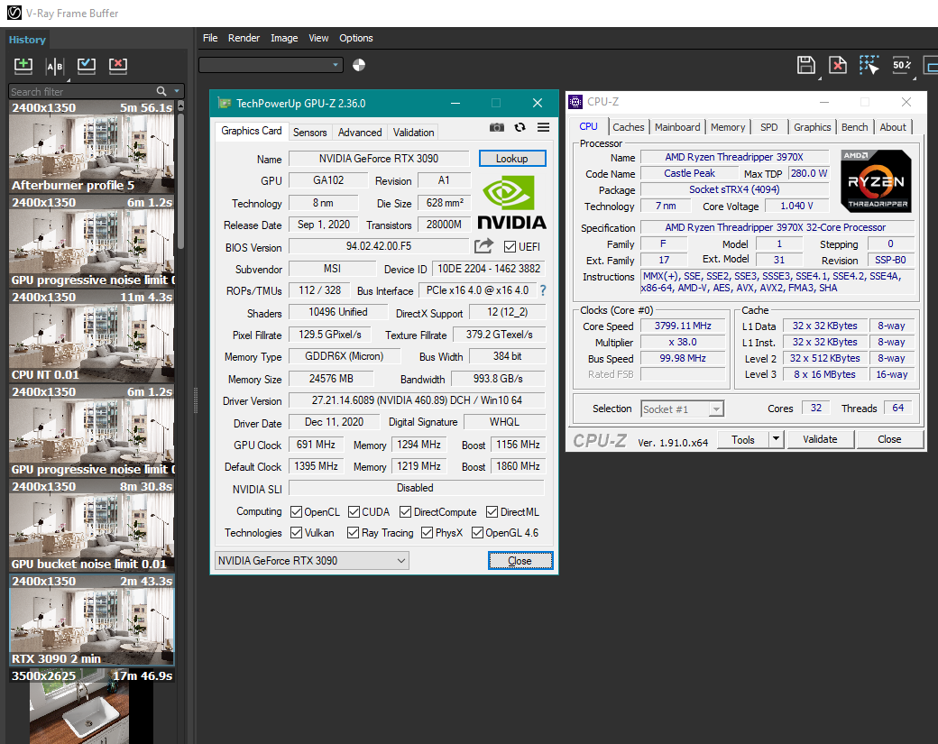 RTX 3090 vs Threadripper 3970x