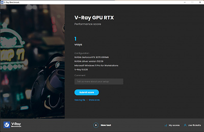 Click image for larger version

Name:	Screenshot - VRAY Benchmark - RTX Score.jpg
Views:	858
Size:	147.1 KB
ID:	1166673